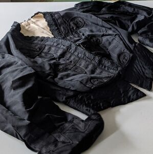 Antique Victorian Black Silk Goth Bodice Blouse